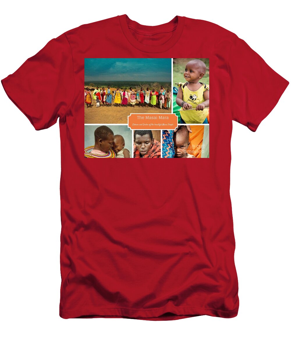 Masai T-Shirt featuring the photograph Colors and Smiles of the Masai by Karen Lewis