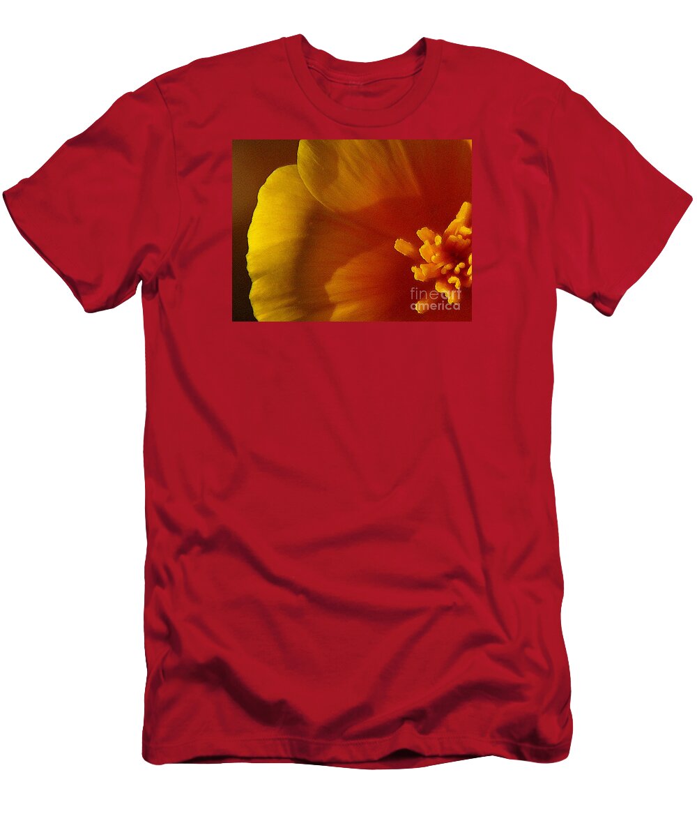 Poppy T-Shirt featuring the photograph Copa de Oro - vibrant by Linda Shafer