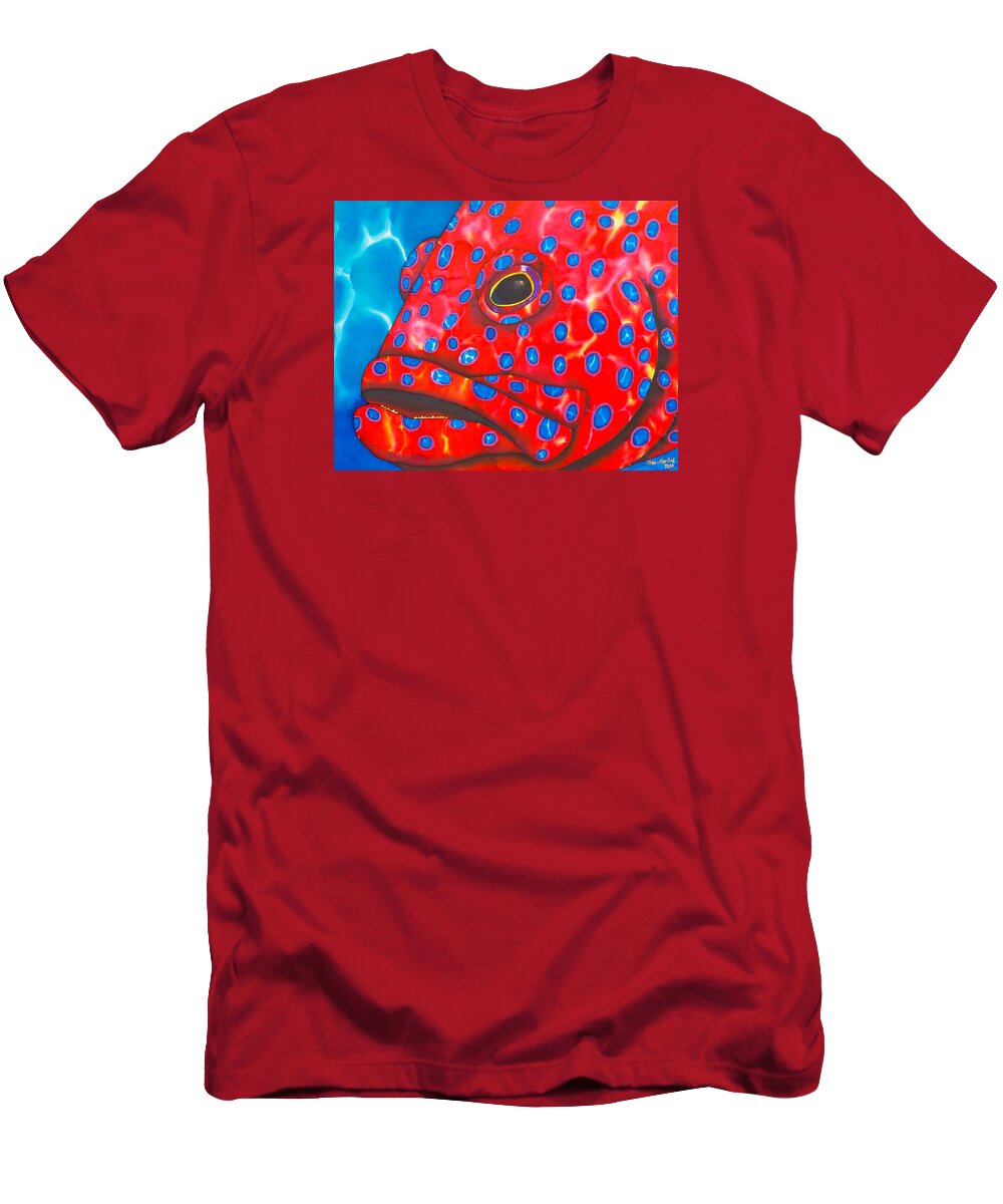 Coral Grouper T-Shirt featuring the painting Coral Groupper II by Daniel Jean-Baptiste