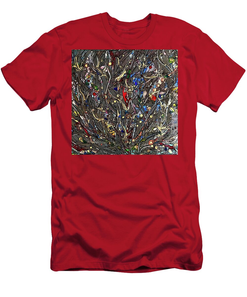 Original Art T-Shirt featuring the mixed media Cosmic Soup by Rae Chichilnitsky