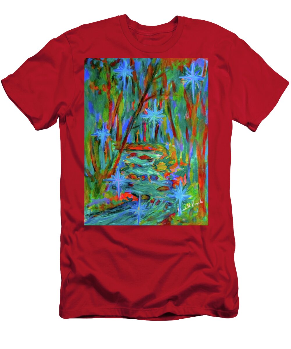 Creek Paintings T-Shirt featuring the painting Creek Born of Stars by Kendall Kessler