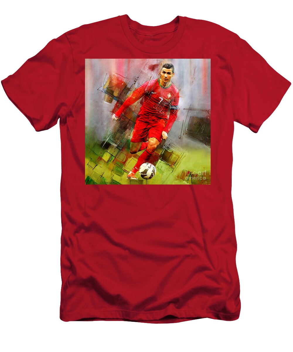 Cristiano Ronaldo T-Shirt featuring the painting Cristiano Ronaldo by Gull G