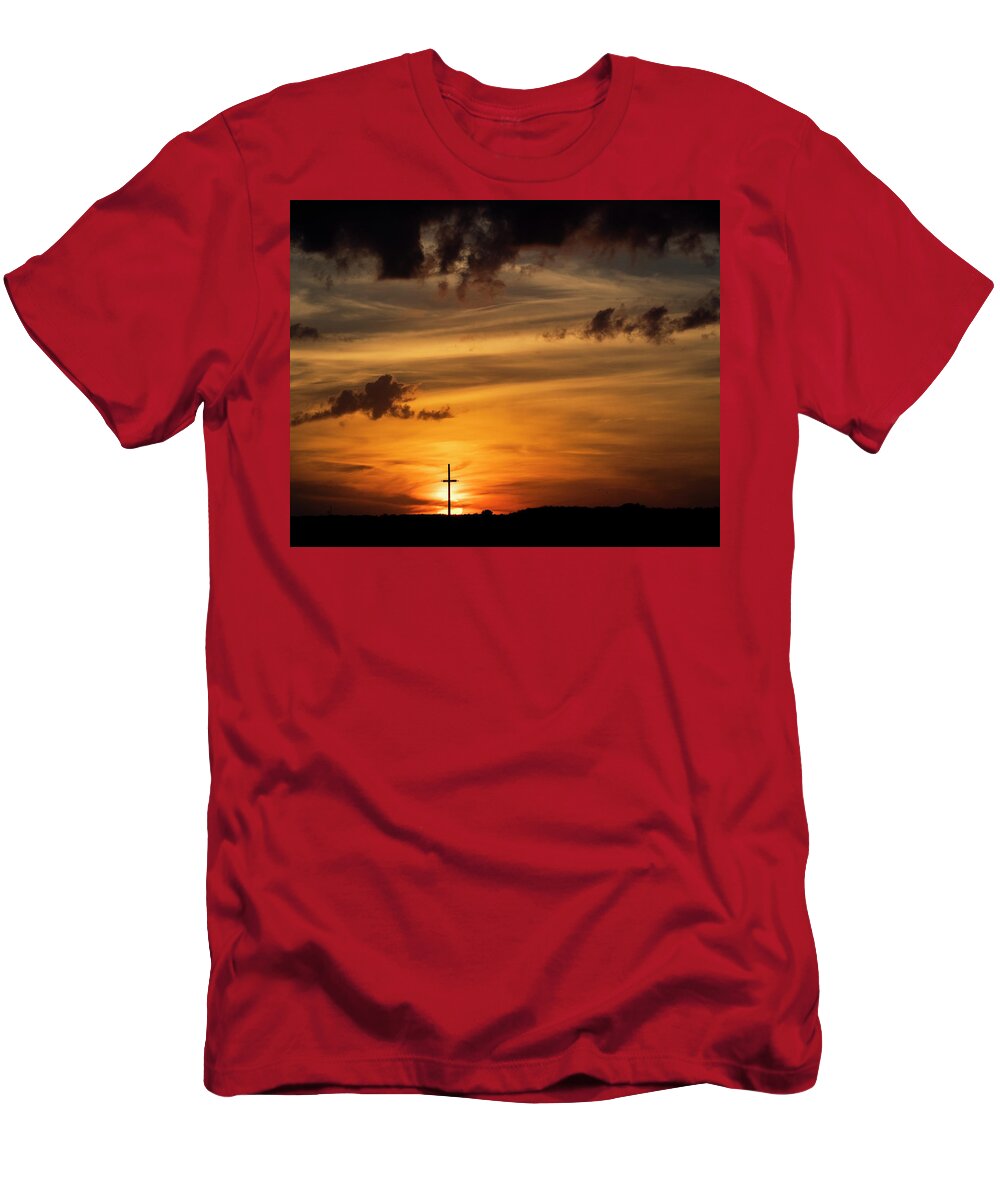 Cross T-Shirt featuring the photograph Cross at Sunset by David Kay