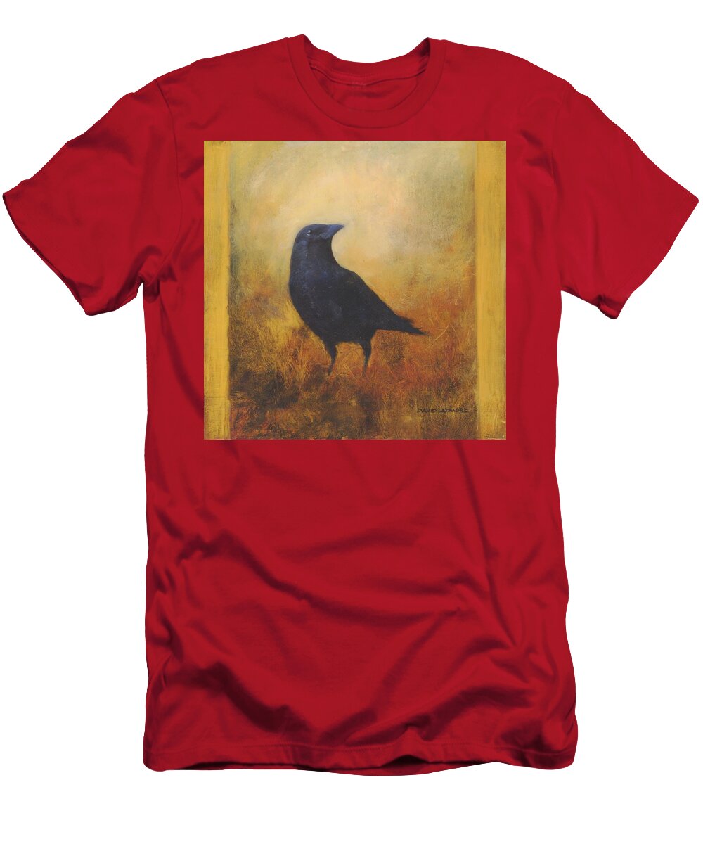 Bird T-Shirt featuring the painting Crow 25 by David Ladmore