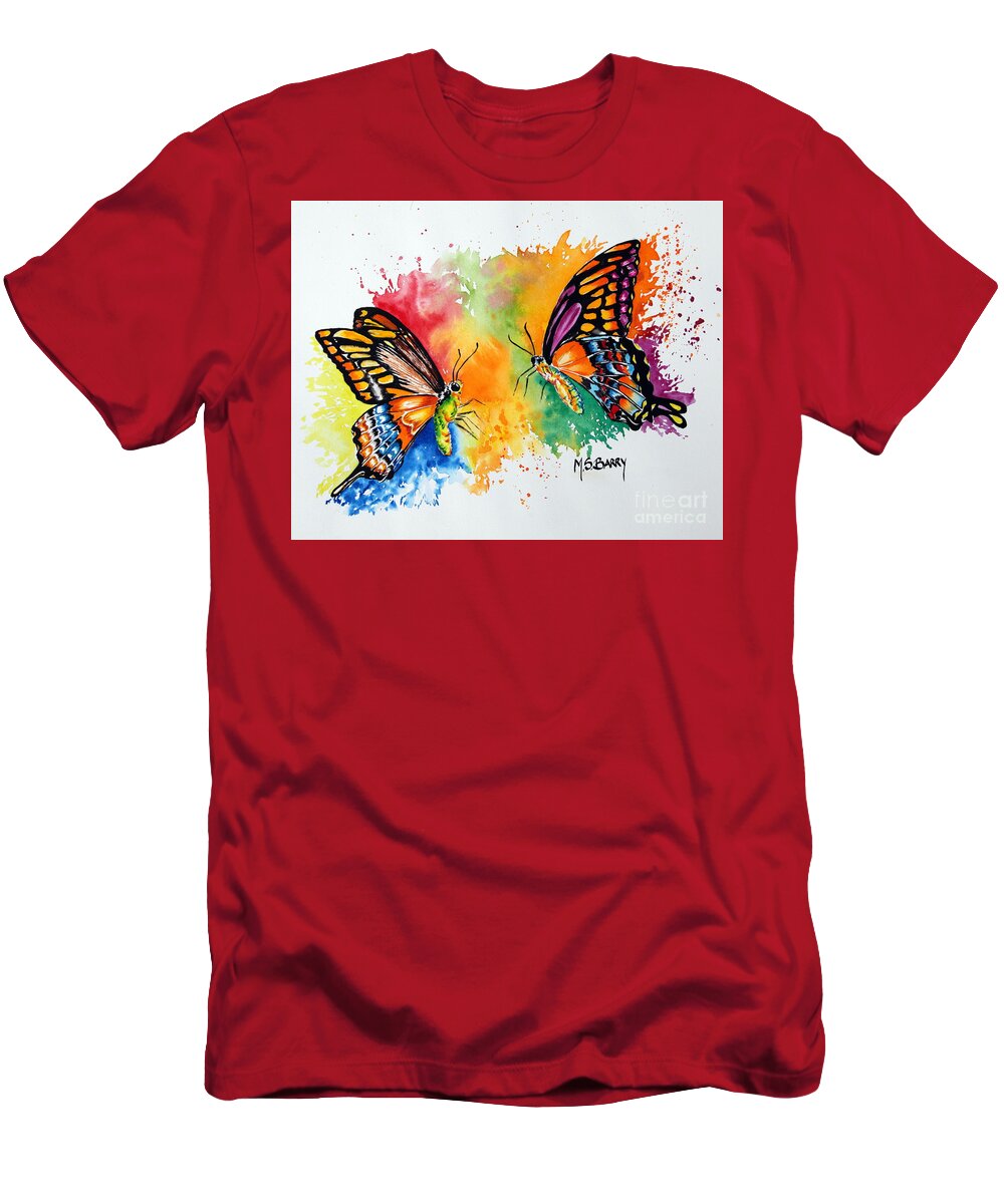 Watercolor Butterflies T-Shirt featuring the painting Dance of the Butterflies by Maria Barry