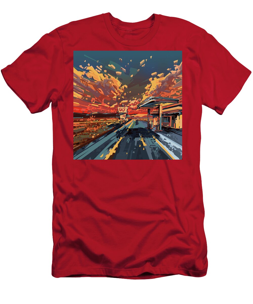 Road T-Shirt featuring the digital art Desert Road Landscape 2 by Bekim M