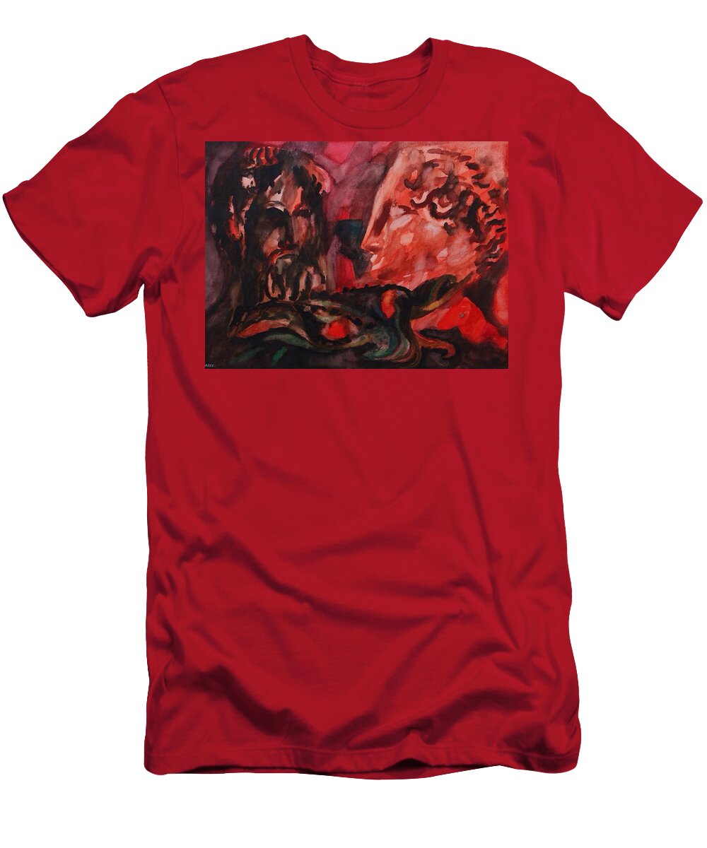 Ancient Greece T-Shirt featuring the painting Dialogo Silenzioso by Enrico Garff