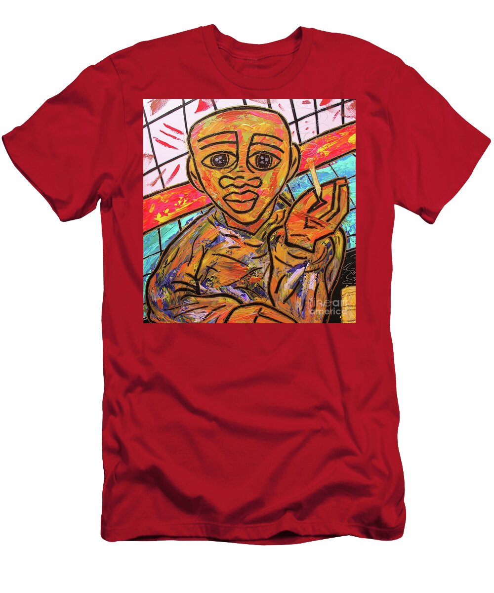 Acrylic T-Shirt featuring the painting Diners At The Bar by Odalo Wasikhongo