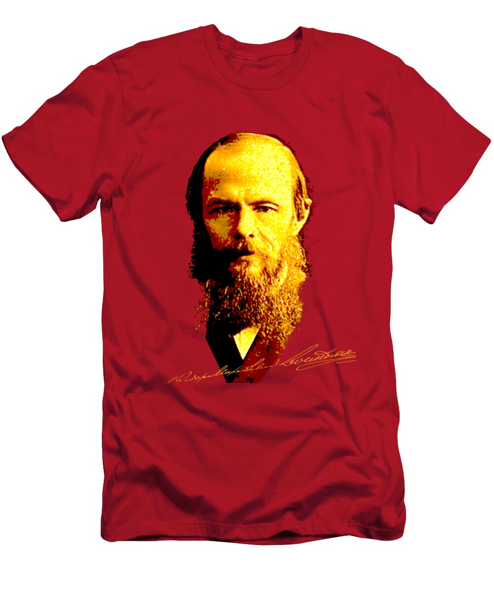 Dostoyevsky T-Shirt featuring the mixed media Dostoyevsky by Asok Mukhopadhyay