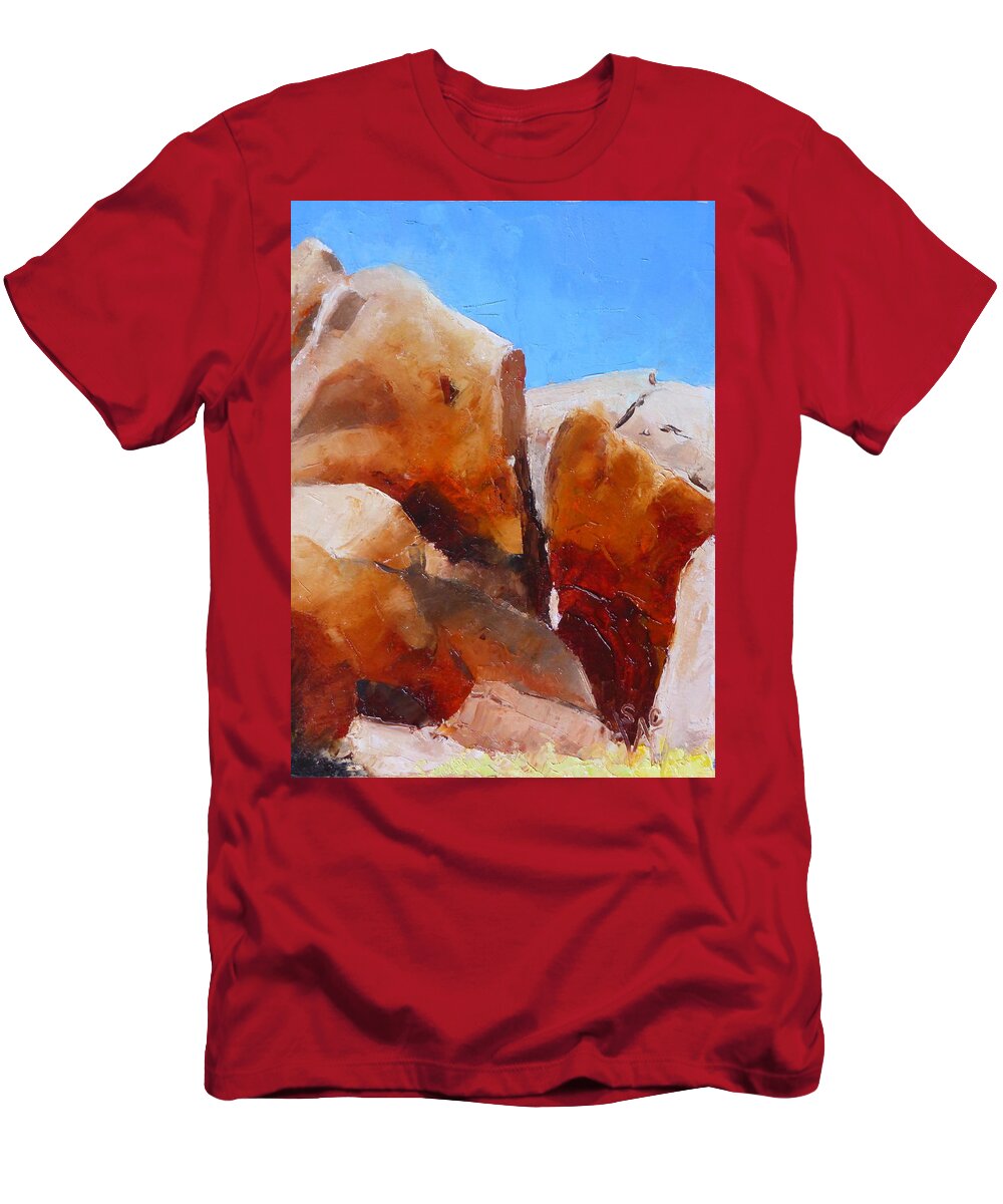Landscape T-Shirt featuring the painting Dragoon Boulders by Susan Woodward