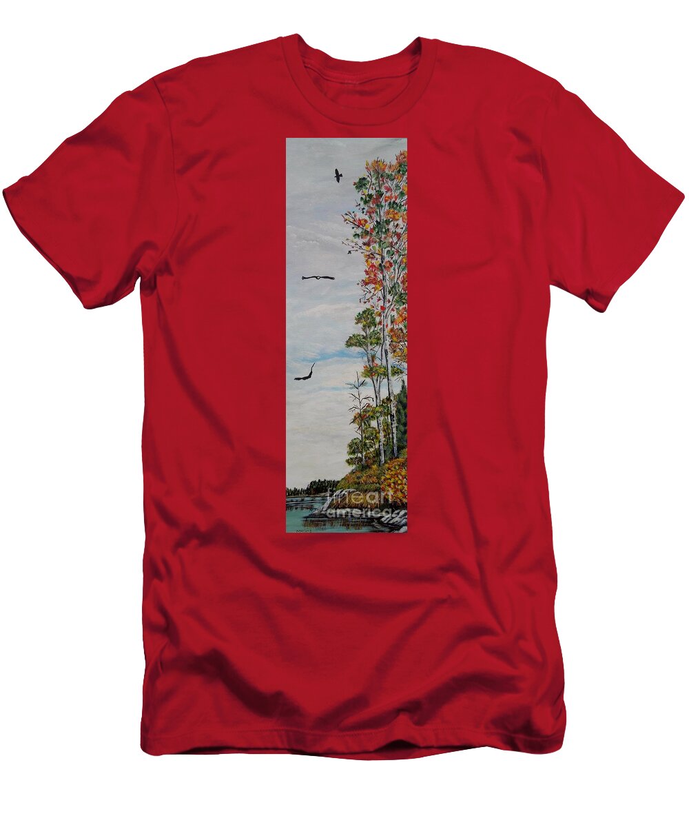 Bald Eagle T-Shirt featuring the painting Eagles Point by Marilyn McNish