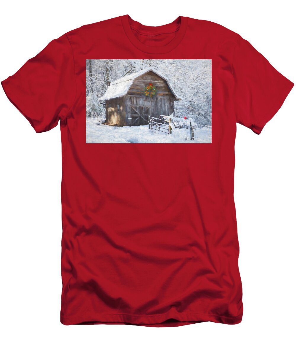 Appalachia T-Shirt featuring the photograph Early December Snowfall Painting by Debra and Dave Vanderlaan