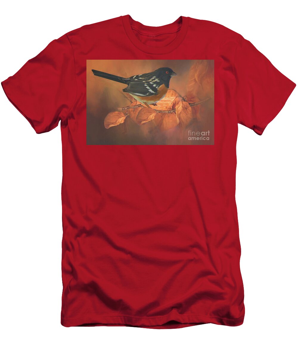 Spotted Towhee T-Shirt featuring the photograph Spotted Towhee in Autumn by Janette Boyd