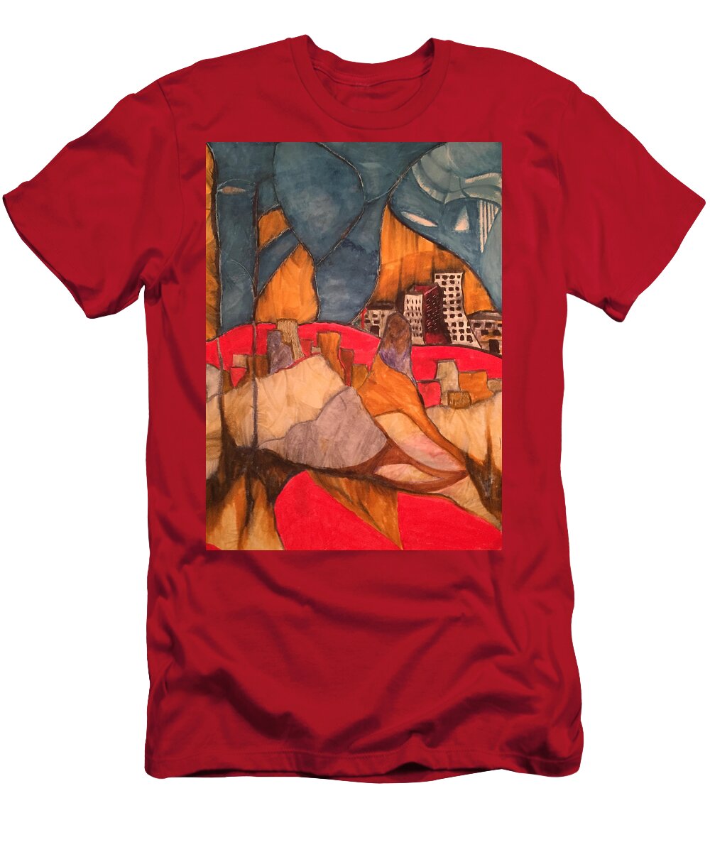  T-Shirt featuring the painting Elephant Sky by Dennis Ellman