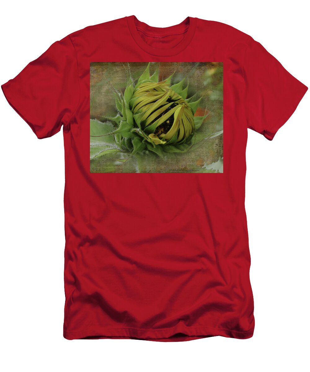 Sunflower T-Shirt featuring the photograph Emerging Sunflower by Judy Hall-Folde