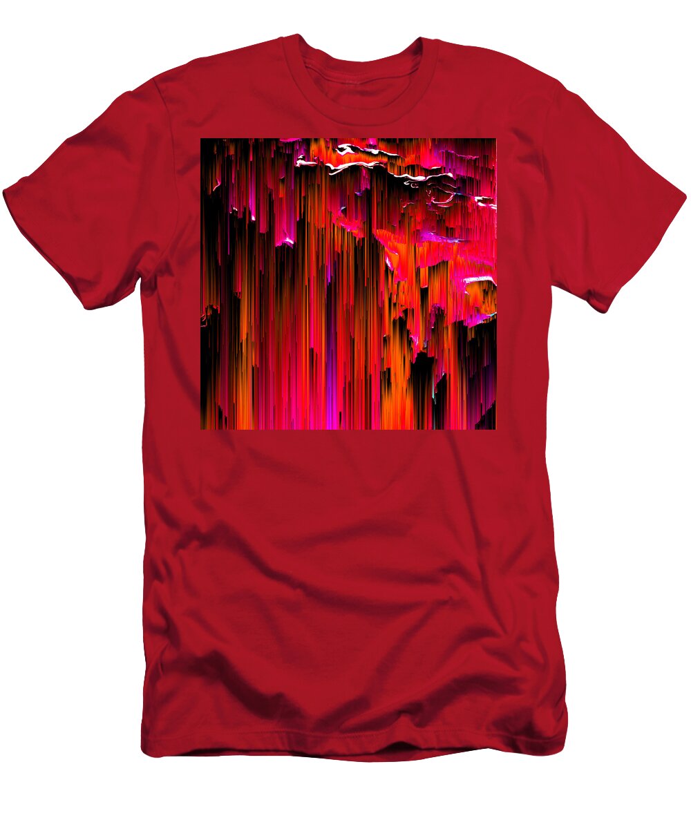 Glitch T-Shirt featuring the digital art En Rouge - Pixel Art by Jennifer Walsh