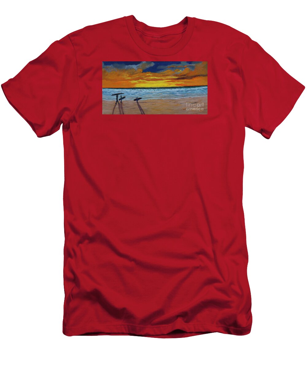 Sunset T-Shirt featuring the painting End of Day by Myrna Walsh