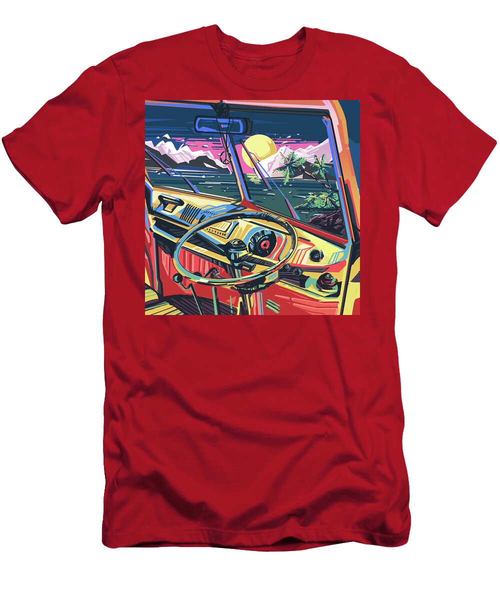 Road T-Shirt featuring the digital art End Of Summer by Bekim M