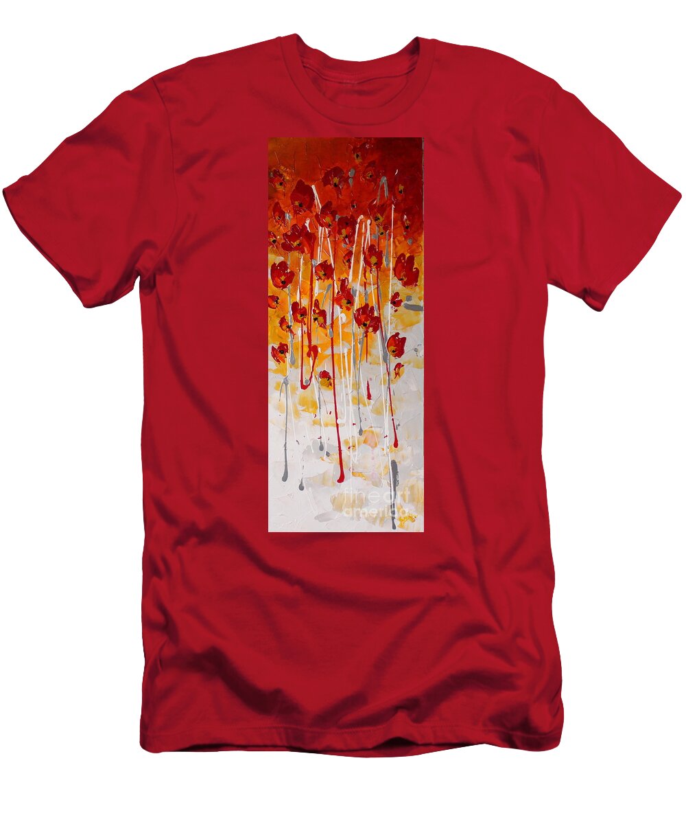 Red T-Shirt featuring the painting Esteem by Preethi Mathialagan