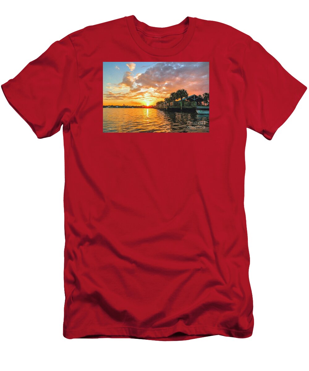 Jensen Beach T-Shirt featuring the painting Evening at Jensen Beach by Tammy Lee Bradley