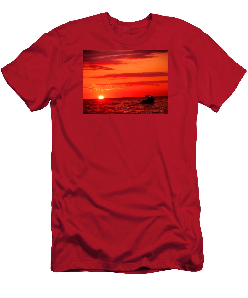 Sunset T-Shirt featuring the photograph Evening Boating by Michael Blaine