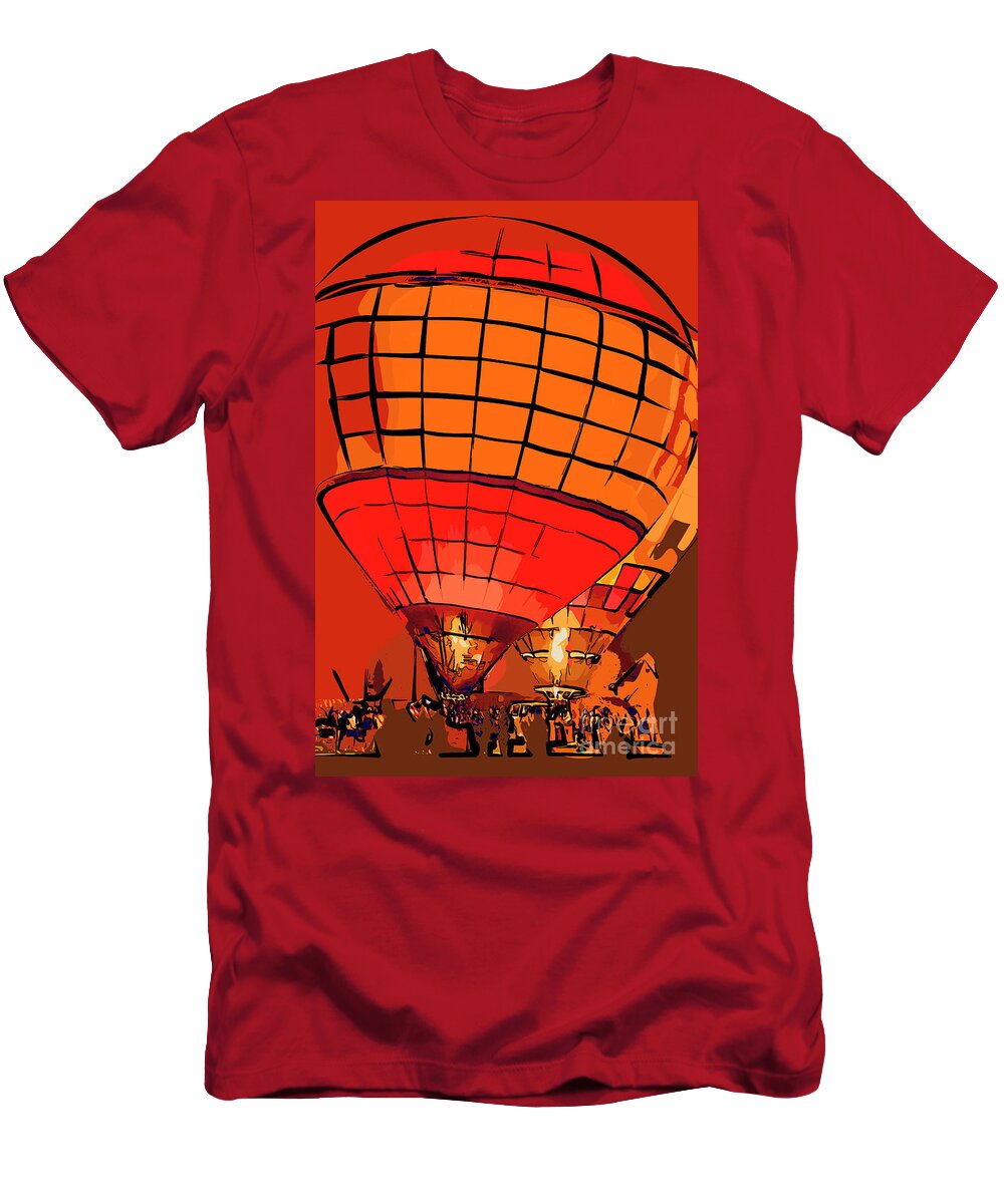 Hot Air Balloons T-Shirt featuring the digital art Evening Glow Red And Yellow In Abstract by Kirt Tisdale
