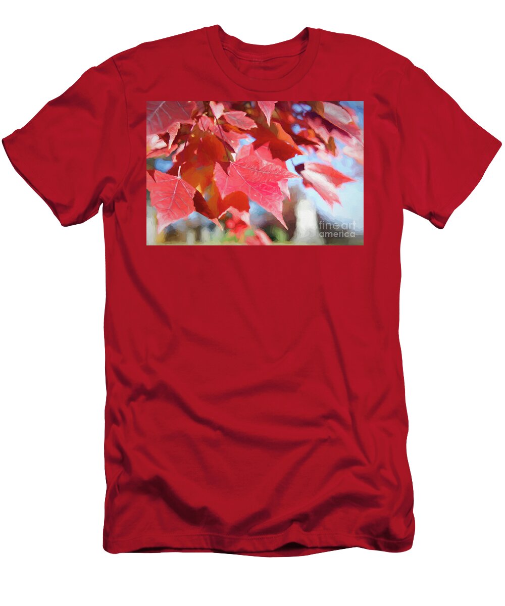Leaf T-Shirt featuring the digital art Fall Colors Oil by Ed Taylor