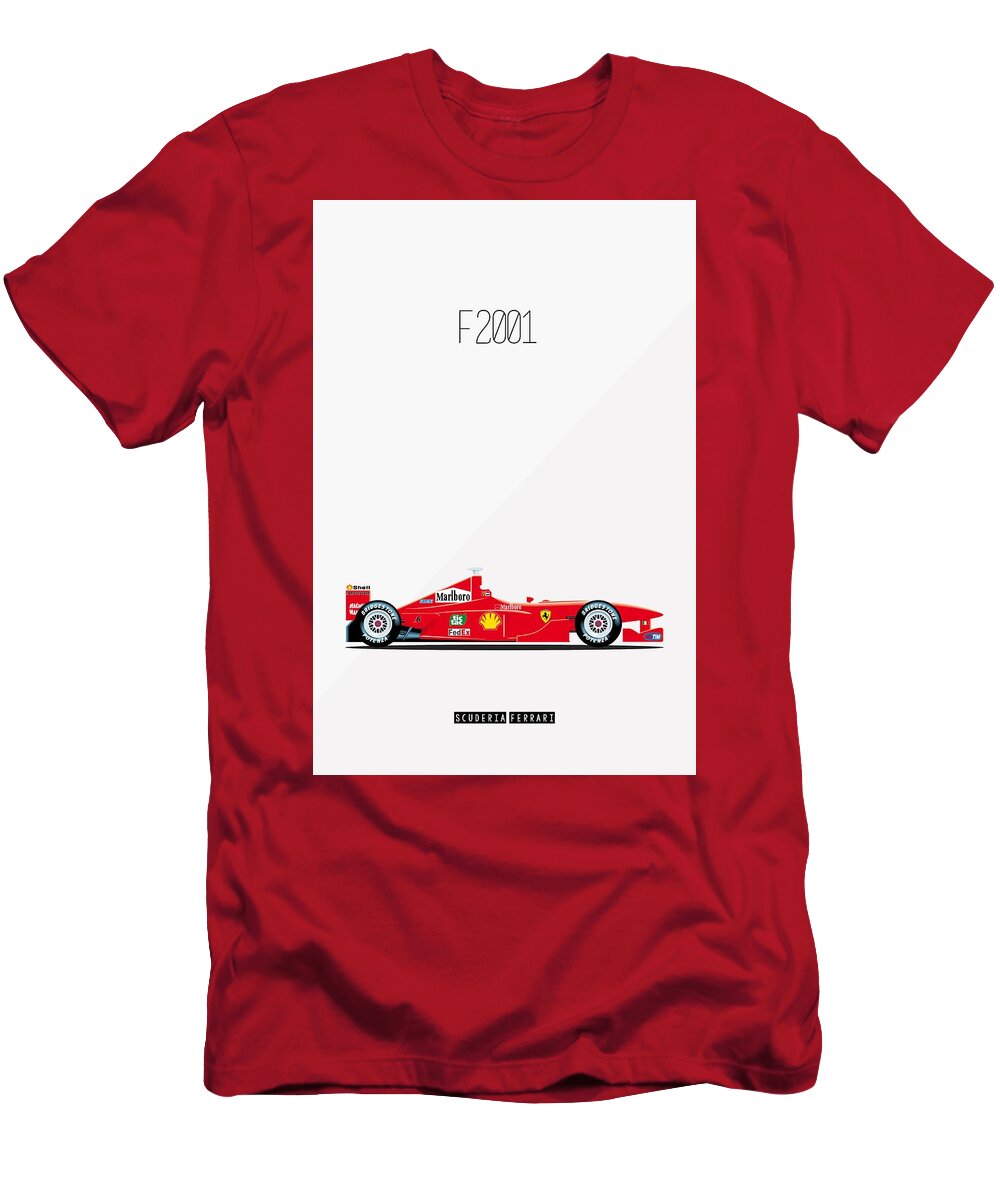Formula 1 T-Shirt featuring the painting Ferrari F2001 F1 Poster by Beautify My Walls