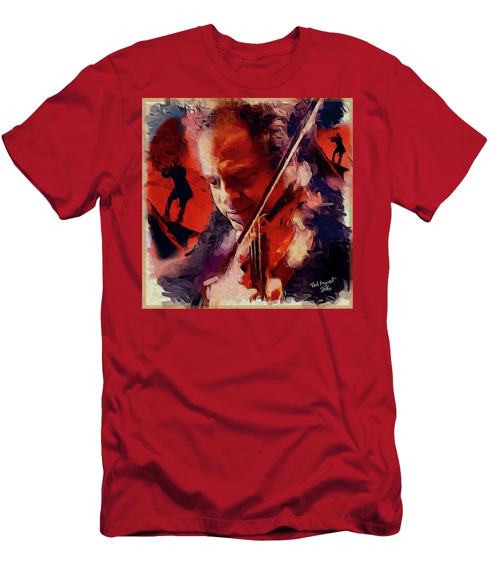 Itzak Perlman T-Shirt featuring the painting Fiddler by Ted Azriel