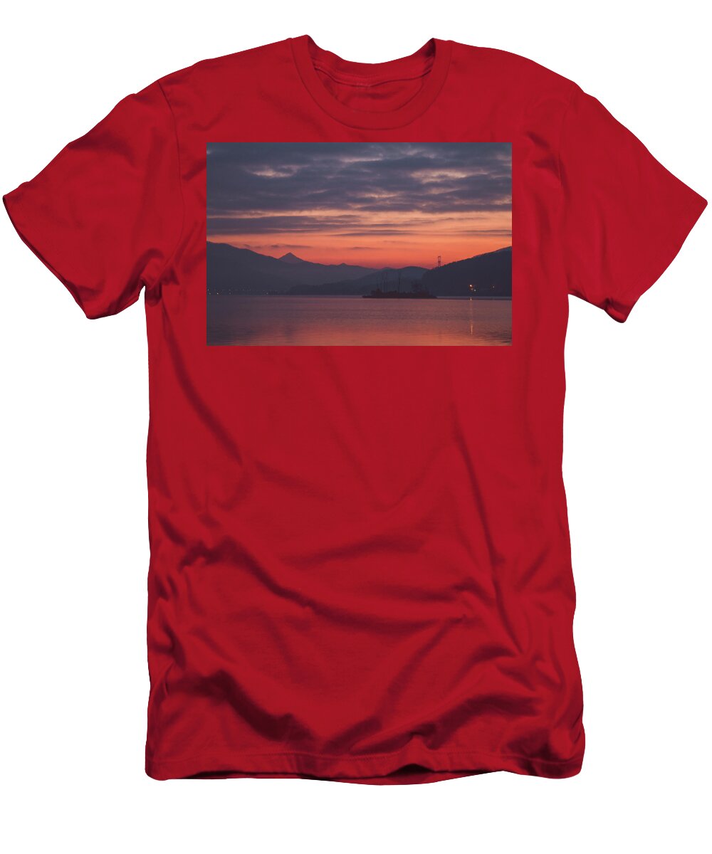 Lake T-Shirt featuring the photograph Fire On The Sky And Lake by Hyuntae Kim