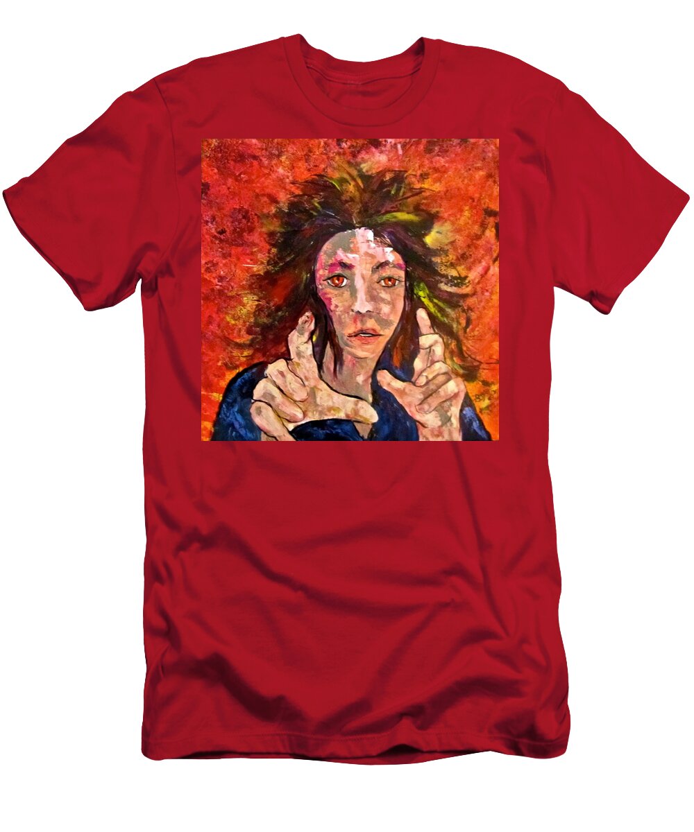 Fire T-Shirt featuring the painting Fire Starter by Barbara O'Toole