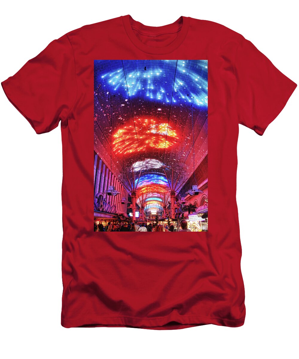 Fireworks T-Shirt featuring the photograph Fireworks display in Las Vegas by Tatiana Travelways