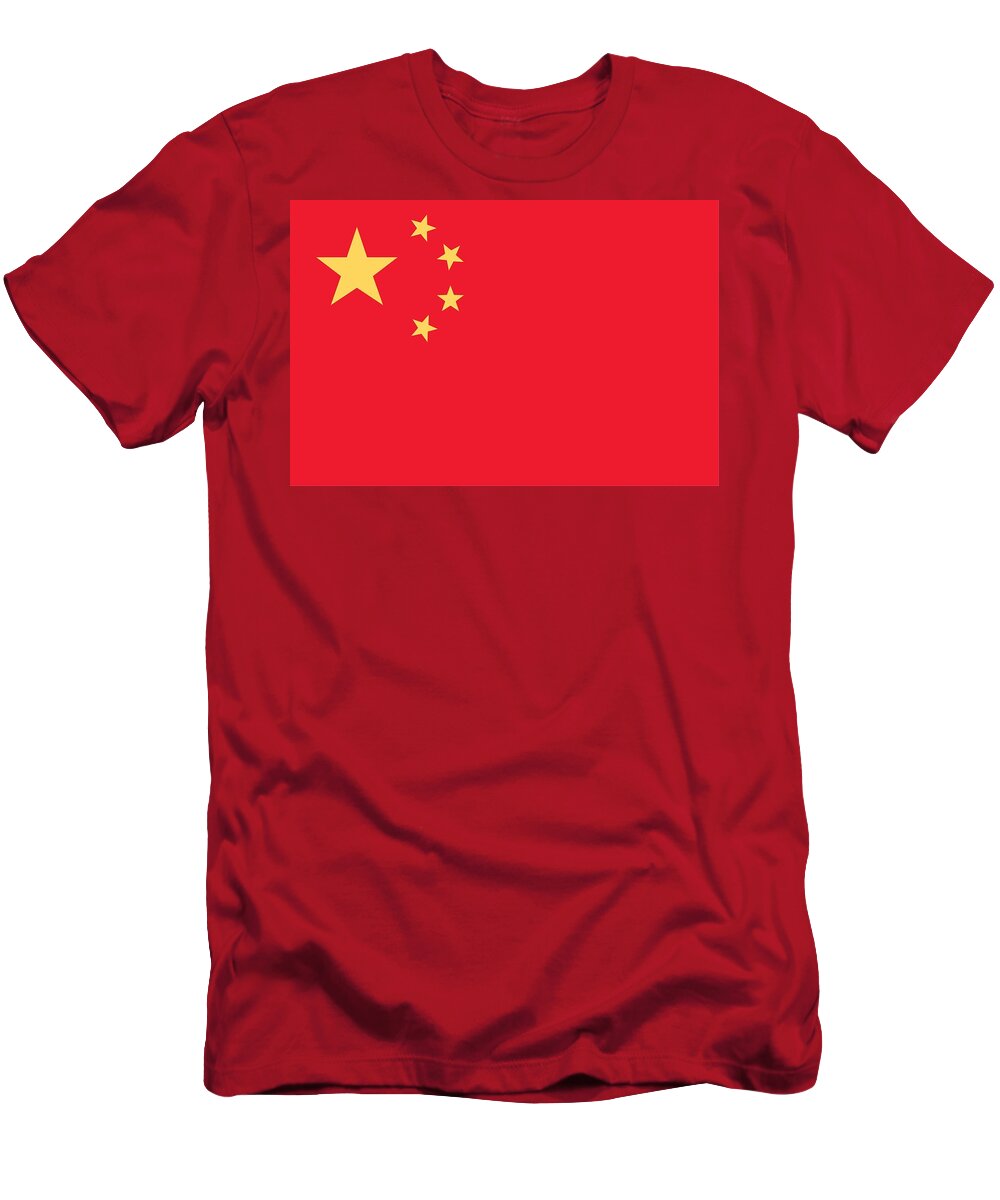 Flag Of China T-Shirt featuring the painting Flag of China by Chinese School