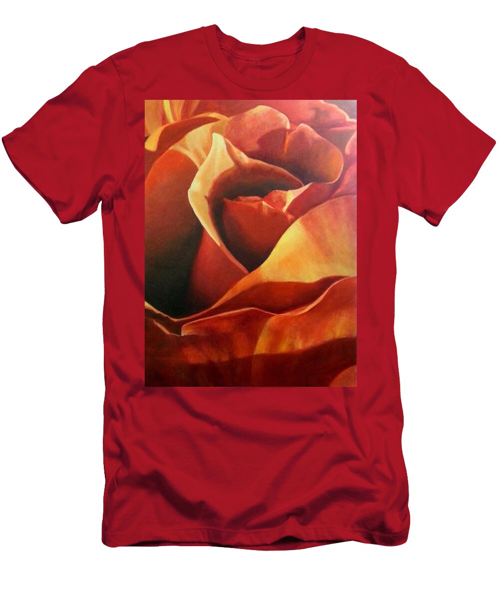 Rose Painting T-Shirt featuring the painting Flaming Rose by Jessica Anne Thomas
