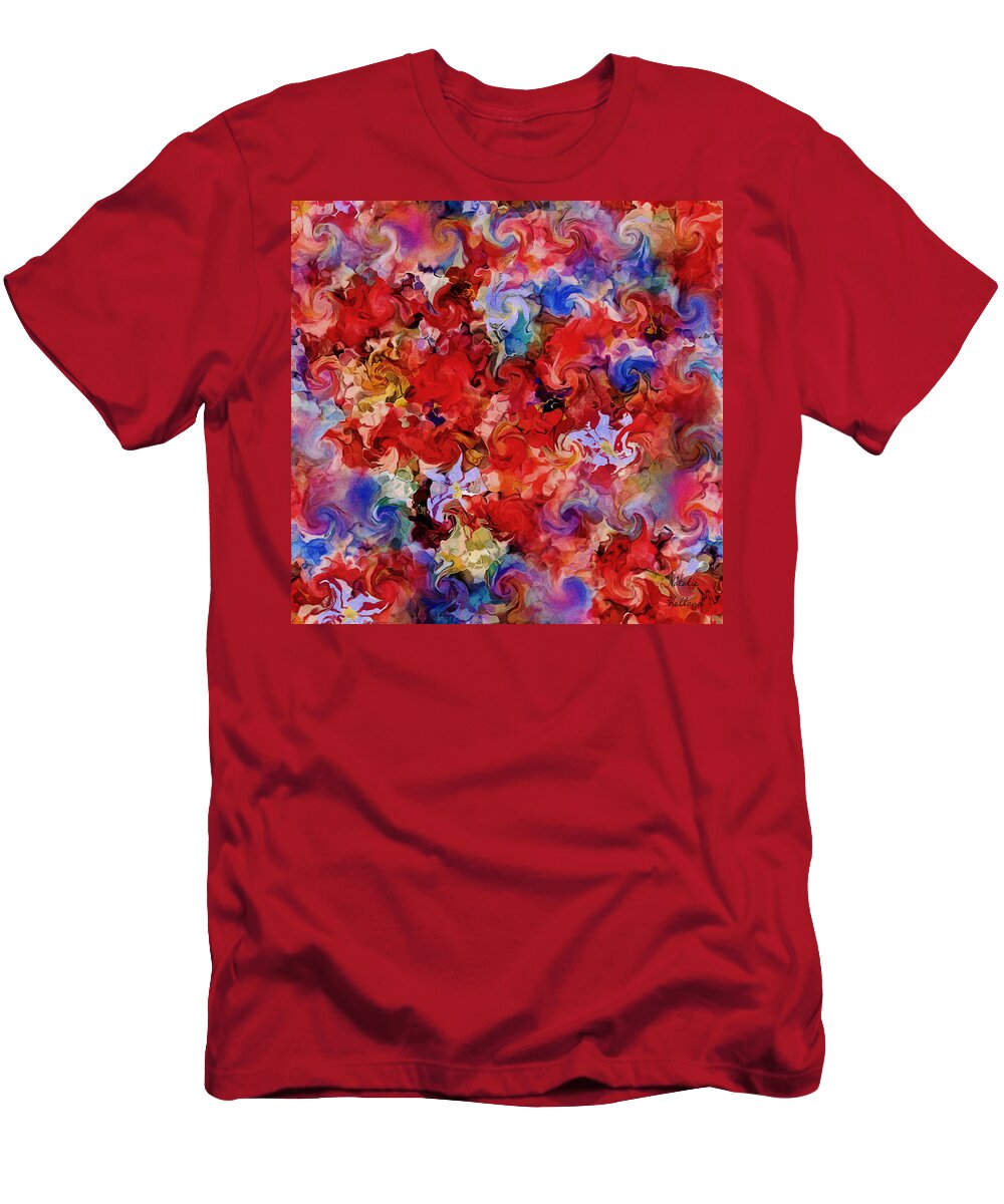 Red T-Shirt featuring the painting Floral Dance by Natalie Holland