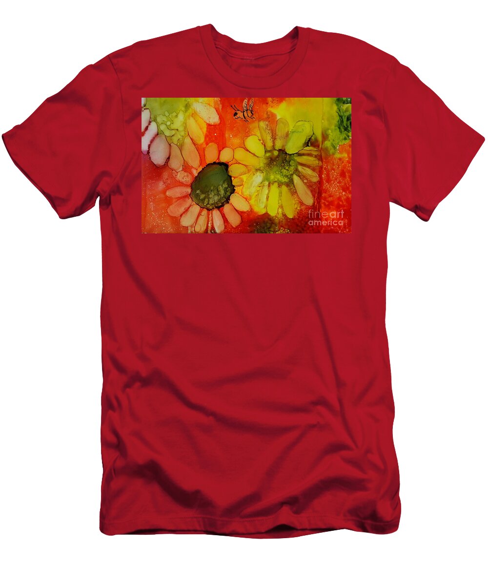 Alcohol T-Shirt featuring the painting Flower Power by Terri Mills