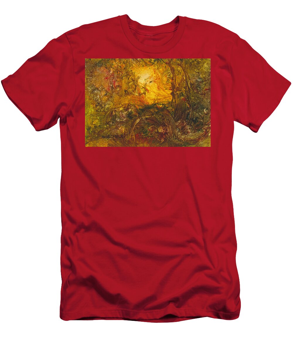 Forest T-Shirt featuring the painting Forest Light 60 by David Ladmore