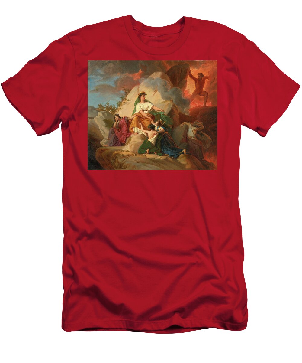 Francois-edouard Picot T-Shirt featuring the painting Cybele opposing Vesuvius to protect the Cities of Stabia Herculaneum Pompeii by Francois-Edouard Picot