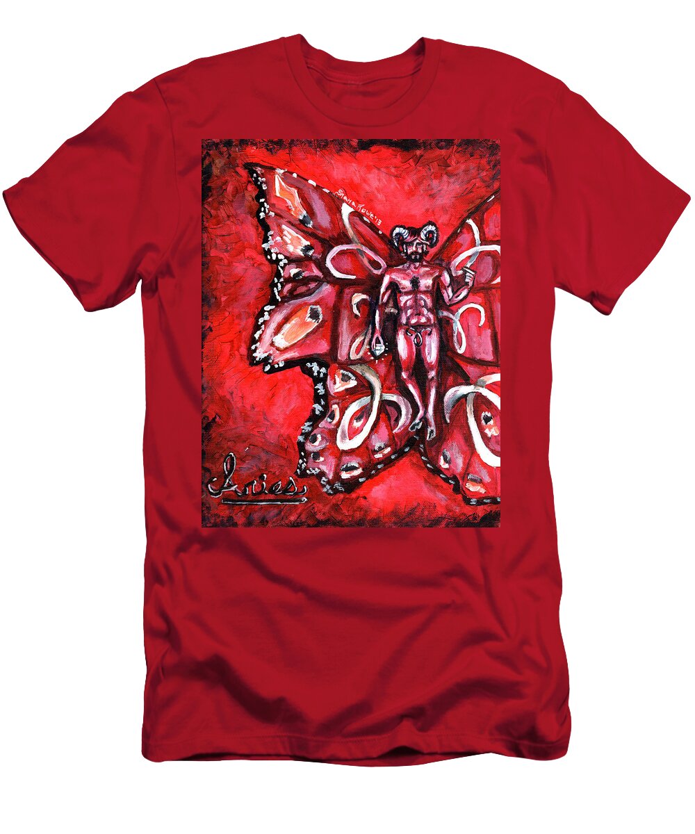 Aries T-Shirt featuring the painting Free as an Aries by Shana Rowe Jackson