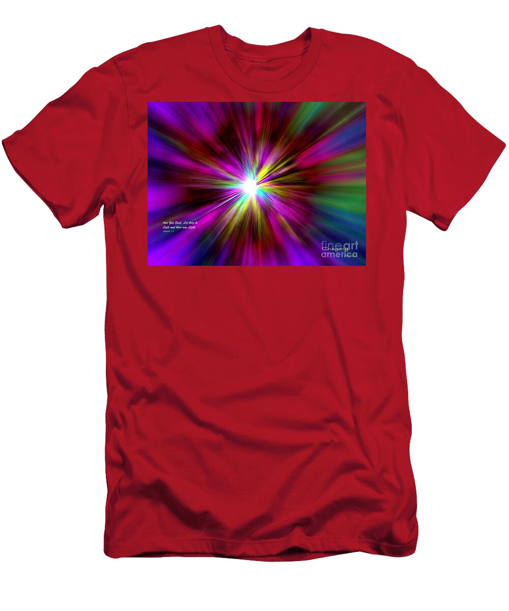Red T-Shirt featuring the digital art Genesis 1 verse 3 by Greg Moores