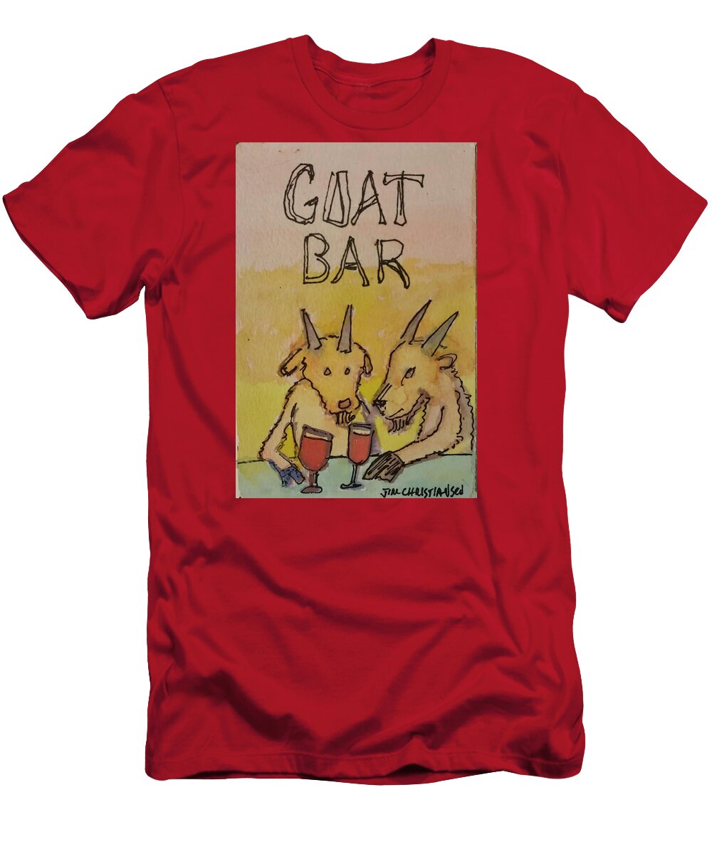 Goat Bar T-Shirt featuring the painting Goat Bar by James Christiansen
