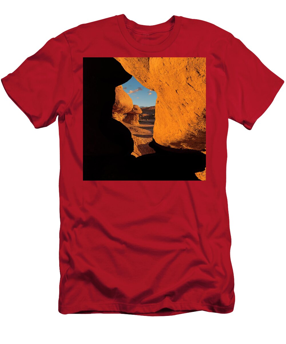 Goblin Valley State Park T-Shirt featuring the photograph Goblin Valley Look Through by Gary Warnimont