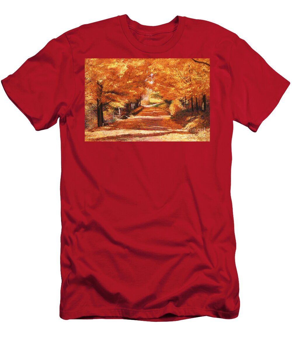 Autumn T-Shirt featuring the painting Golden Autumn by David Lloyd Glover