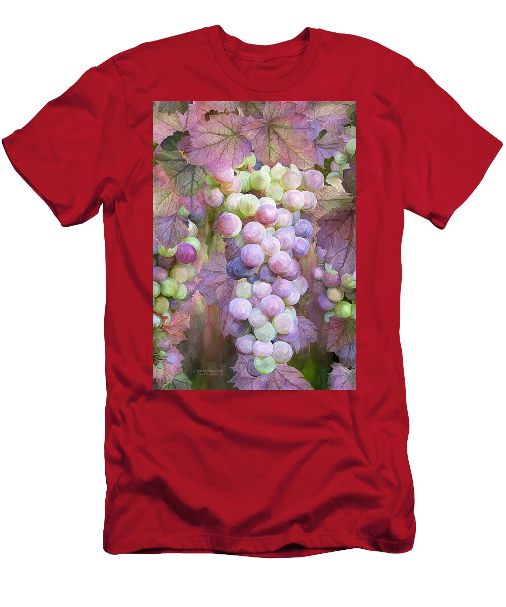 Grapes T-Shirt featuring the mixed media Grapes Of Many Colors by Carol Cavalaris