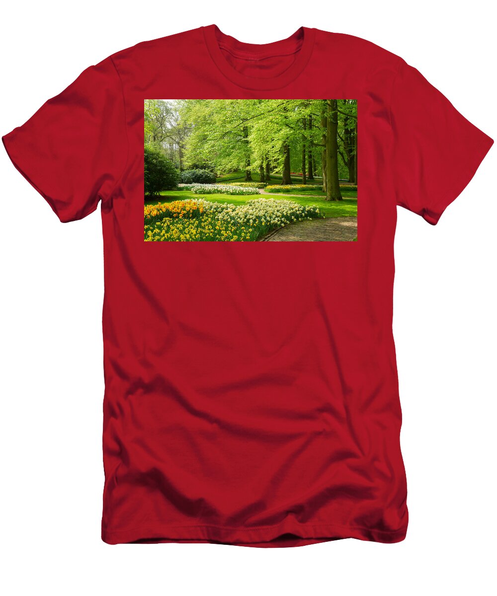 Holland T-Shirt featuring the photograph Grass Lawn with Daffodils by Anastasy Yarmolovich