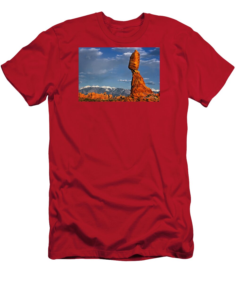 Utah T-Shirt featuring the photograph Gravity Defying Balanced Rock, Arches National Park, Utah by Sam Antonio