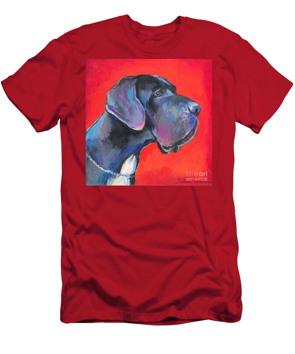 Great Dane Painting T-Shirt featuring the painting Great dane painting by Svetlana Novikova