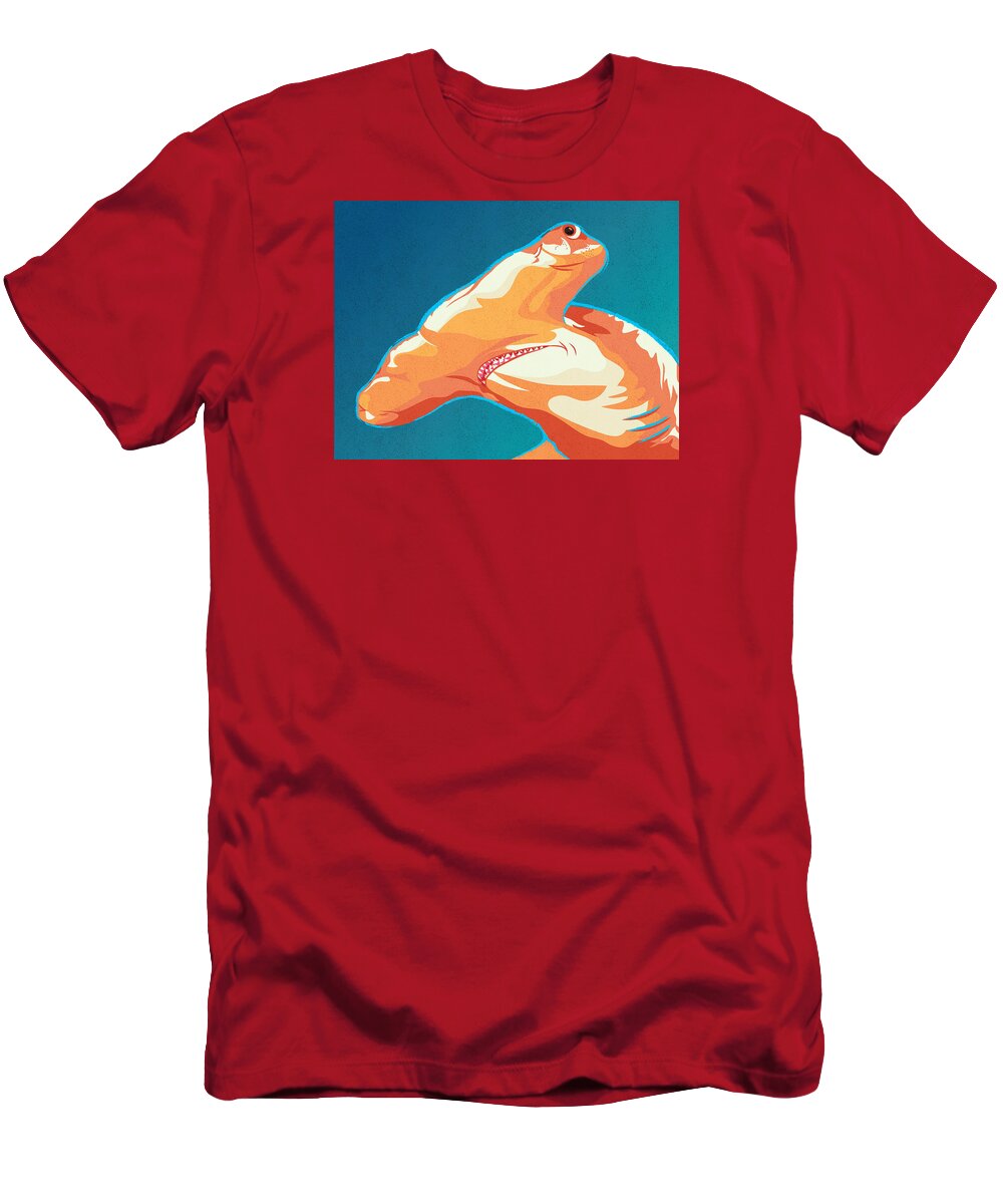 Great Hammerhead Shark T-Shirt featuring the digital art Great Hammerhead by Kevin Putman