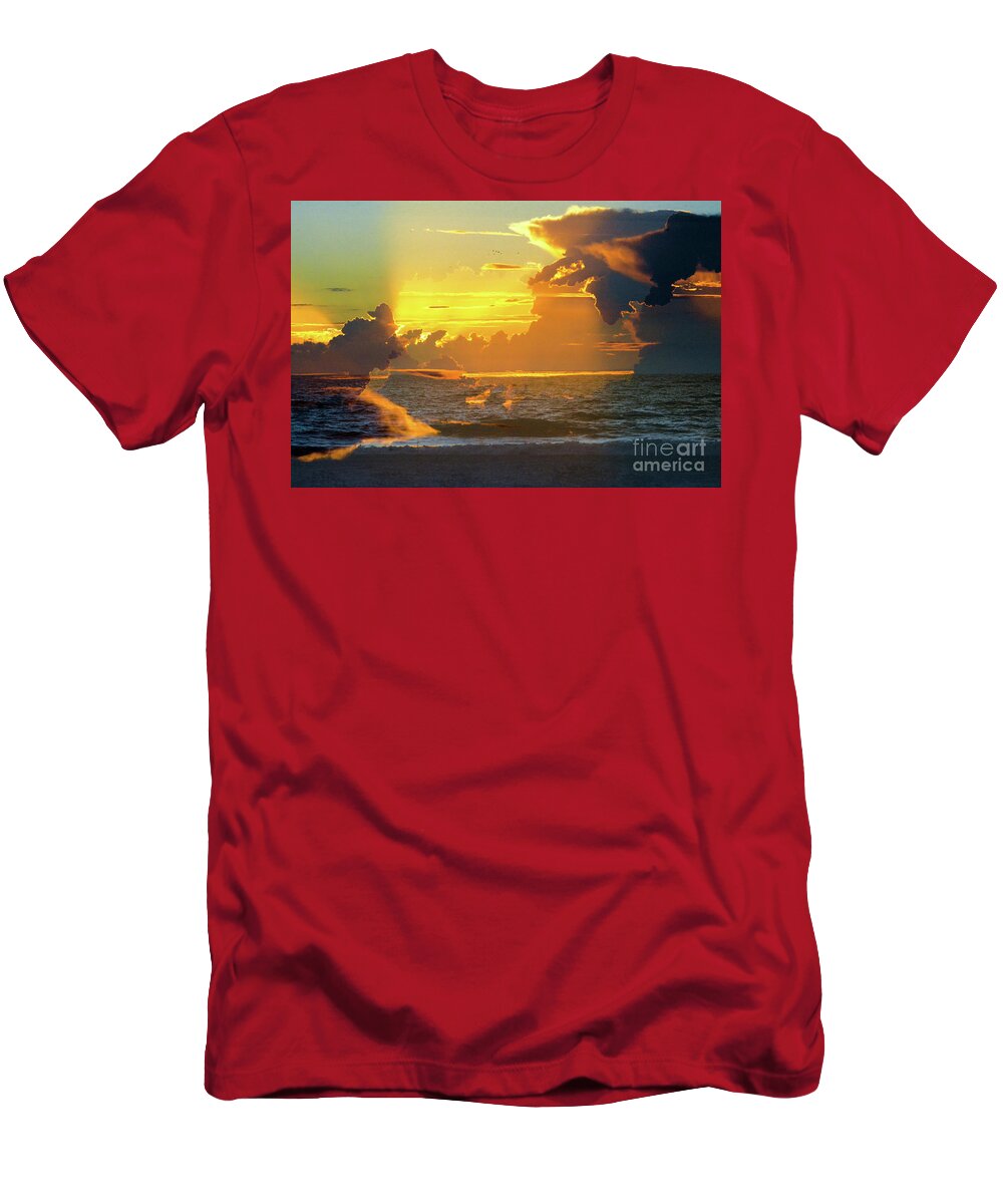 Abstract Sunset With A Green Ray T-Shirt featuring the photograph Green Ray Sunset by Thomas Carroll