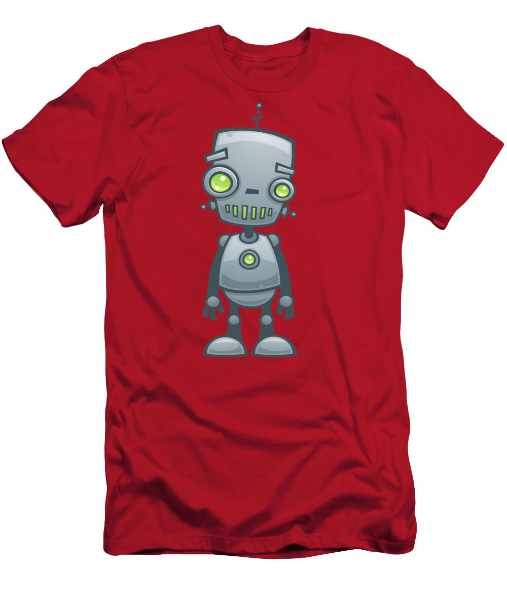 Robot T-Shirt featuring the digital art Happy Robot by John Schwegel